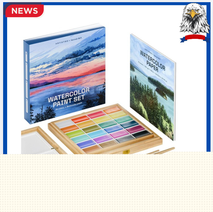 New M.P 24 Color Professional Watercolor Set Bamboo Box 6ml XL Pans