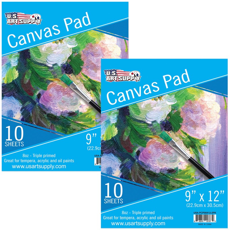 9″ x 12″ 10-Sheet 8-Ounce Triple Primed Acid-Free Canvas Paper Pad (2 Pads)