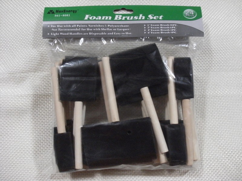 Max Energy 24 Piece Foam Brush Set Wood Handles 1″, 2″, 3″ & 4″ see description