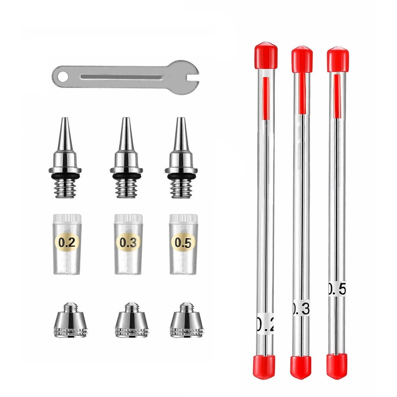 New Airbrush Nozzle Needle Replacements for Airbrushes Spray Gun 0.2/0.3/0.5mm
