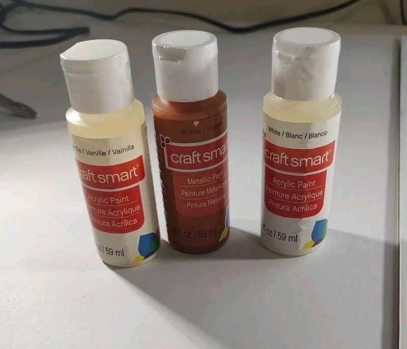Acrylic Paint: Lot of 3 Bronze, Vanilla & White mixed – 3 .2 Fl oz. bottles