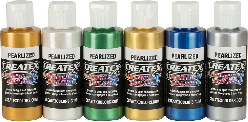 Createx Colors 5804-00 Createx Pearl Airbrush Set, Assorted Colors, 2 oz, 6 gallery