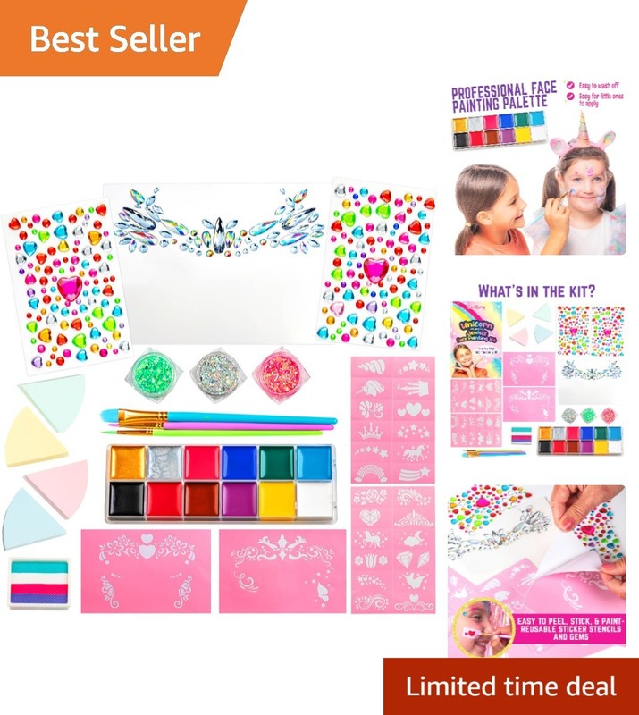 Creative Play Face Painting Kit for Girls – Glittery Stencils & Easy Cleanup