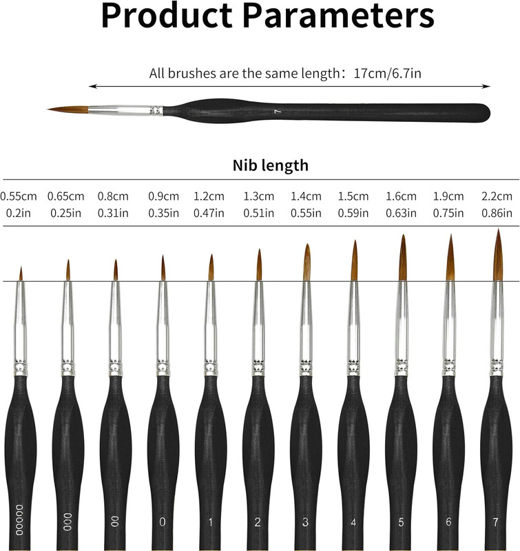 11PCS Fine Detail Paint Brushes Set, Miniature Painting Brushes Kit for Oil, Acr gallery