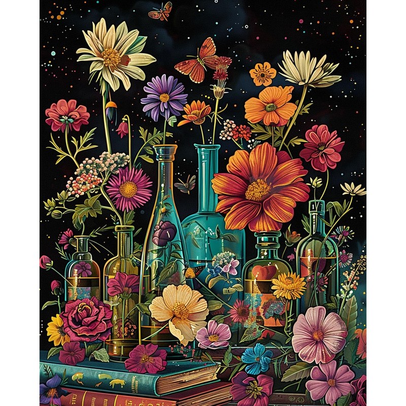 Flowers Paint By Numbers Kit For Adults 16x20 Inch DIY Wall Art Decoration