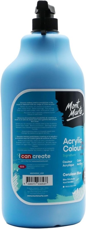 6 Pack 12 X 2L Mont Marte Discovery School Acrylic, Cerulean Blue, 1/2 Gallon 2L gallery