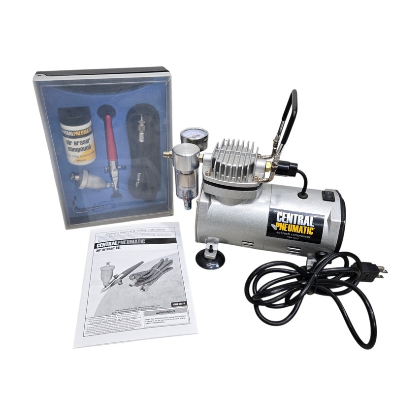 Central Pneumatic Air Compressor 60328 150 PSI w/ Air Eraser Kit 69277 – Works
