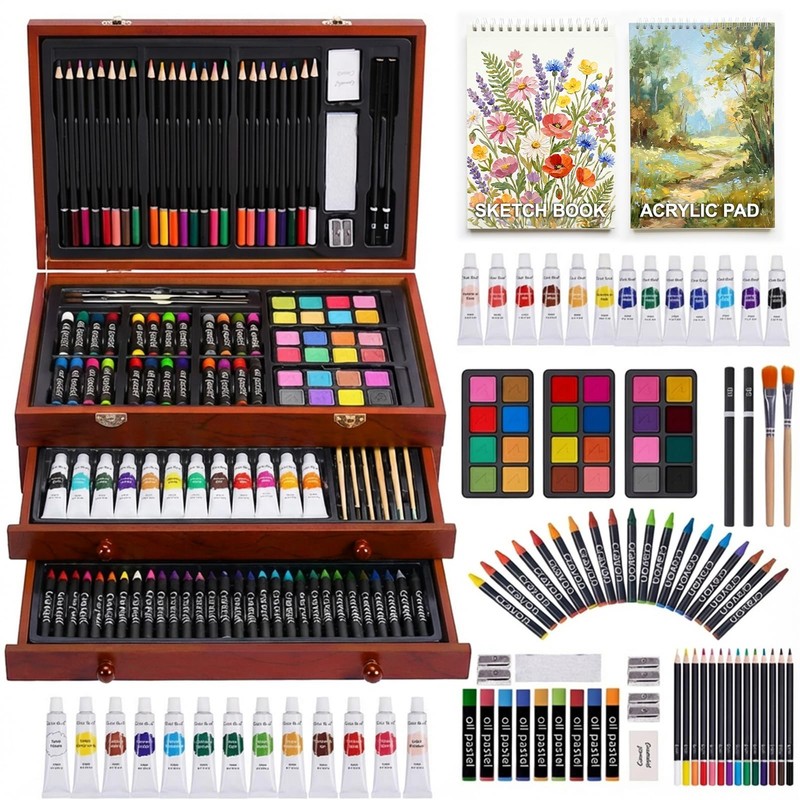 TMOL Art Supplies, 175-Pack Deluxe Set 9.6 Fl Oz (Pack of 1), Cherry