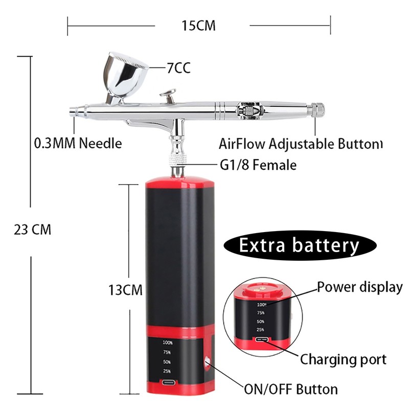 Airbrush kit,Comes with a handheld air pump, 0.3mm, with a workbench gallery