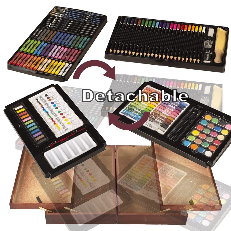 KINSPORY 168-Pack Art Supplies, Deluxe Wooden Set Crafts Drawing Beige gallery