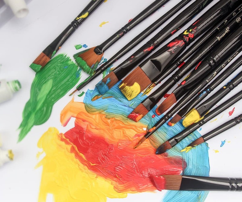 14Pcs Professional Artist Nylon Paint Brushes Set for Oil Watercolor Art gallery