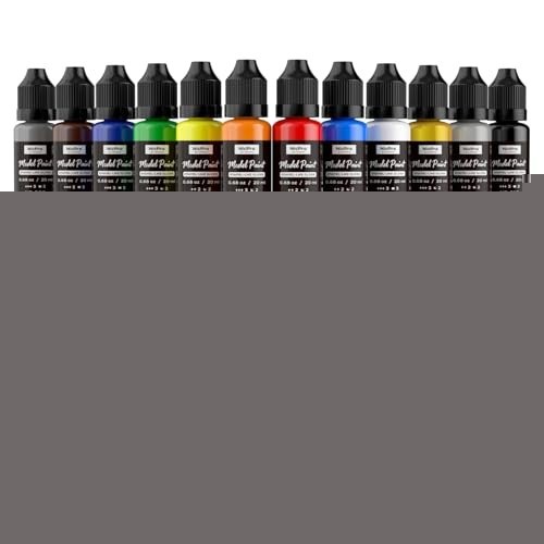 Nicpro 12-Color Gloss Acrylic Model Paint Set 20ml W/ Thinner Brush Airbrush