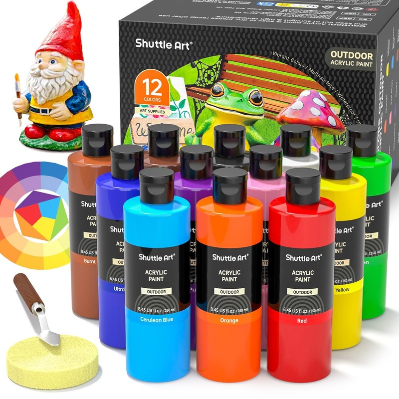 Outdoor Acrylic Paint Set – 12 Waterproof Colors for Artists and Crafts