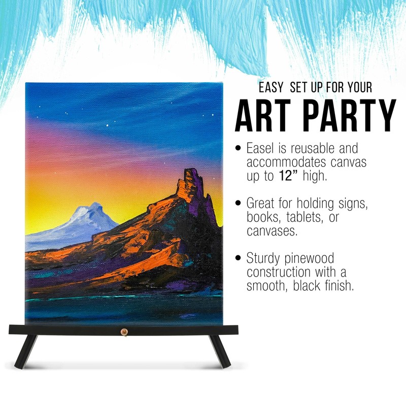 4pk 12" Black Wood Display Stand A-Frame Artist Easel Adjustable Table Tripod gallery