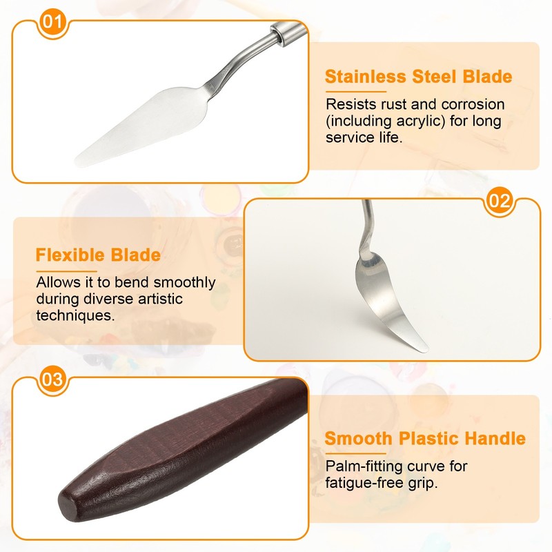 2pcs Painting Palette Knife 2.09 x 0.75 Inch Stainless Steel with Wood Handle gallery
