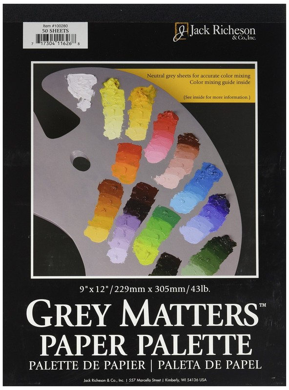 Jack Richeson Grey Matters Paper Palette (50 Sheets), 9″ x 12″ Paper for Paint