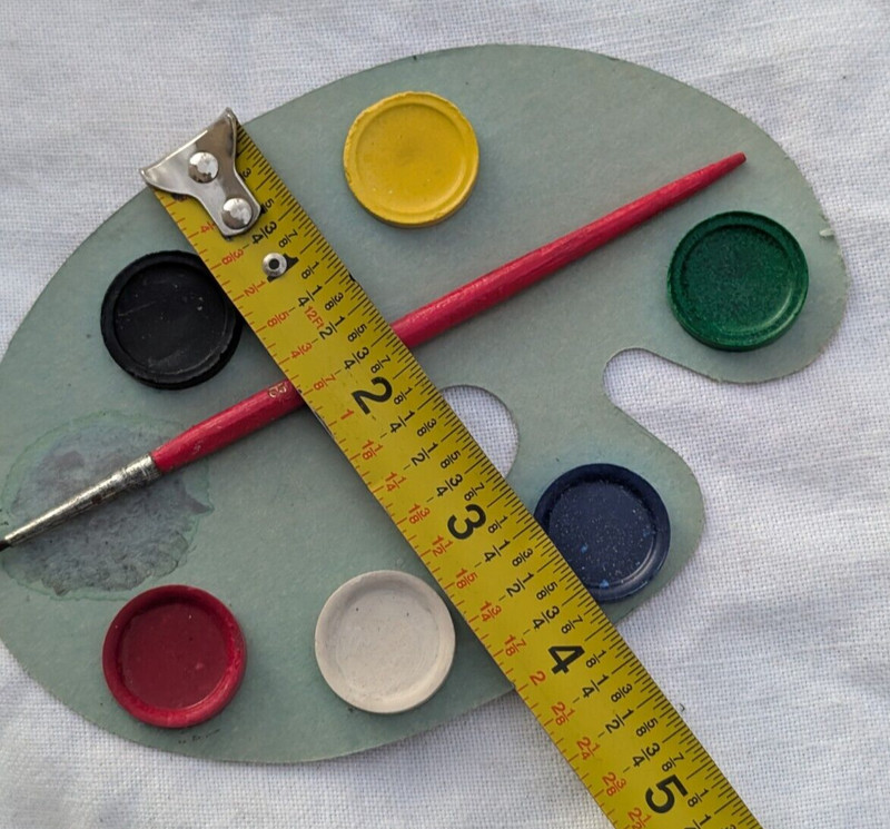 VINTAGE 1960s ARTIST PAINT PALETTE with WATERCOLORS BRUSH JAPAN gallery