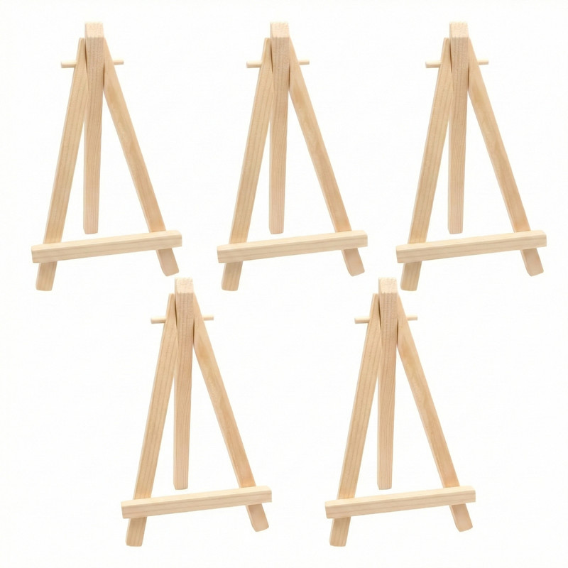 5pcs Mini Wood Display Easels, Small Table Top Easels, Artist Triangle Easels