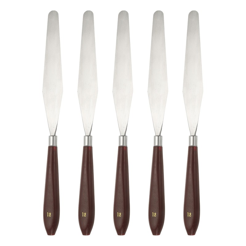 5pcs Painting Palette Knife 5.39 x 0.91 Inch Stainless Steel with Plastic Handle