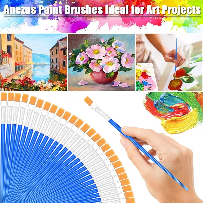 100Pcs Small Paint Brushes Bulk, Flat Top Acrylic Classroom Brush for Kids Mini gallery