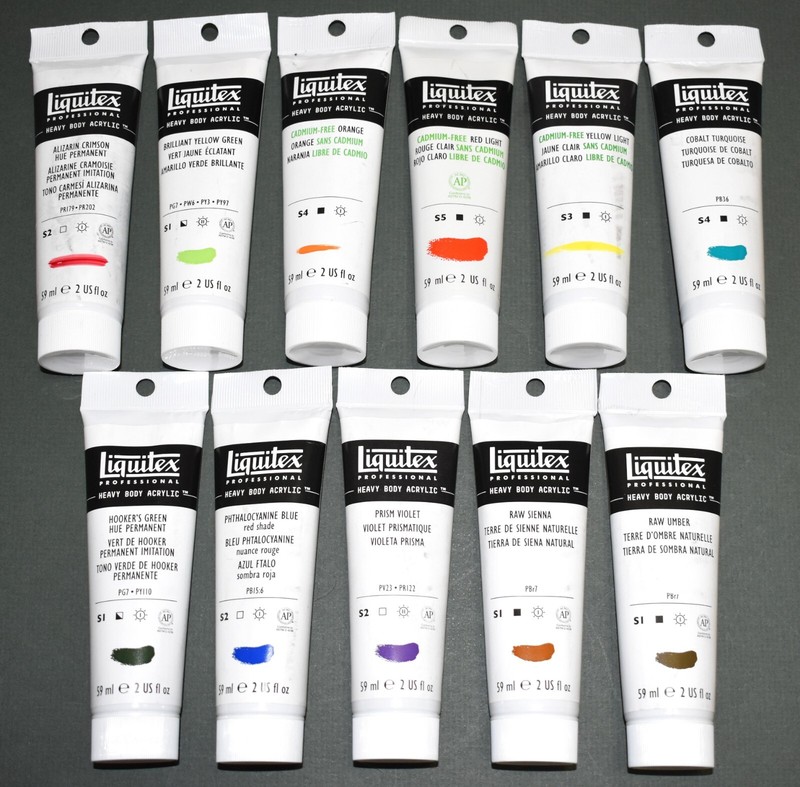 Lot of 11 Landscape Similar to Jerry Yarnell colors Liquitex Heavy Body Acrylic