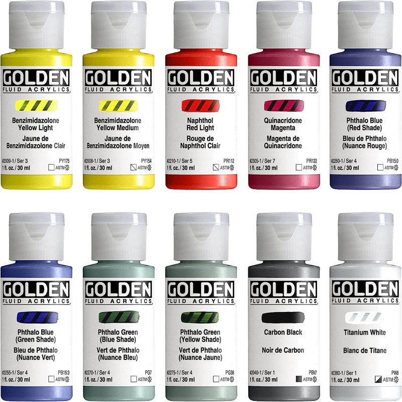 Fluid Acrylics, Fluid Mixing Set, 10 Color, 1 Fl. Oz. Bottles, Professional Acry gallery