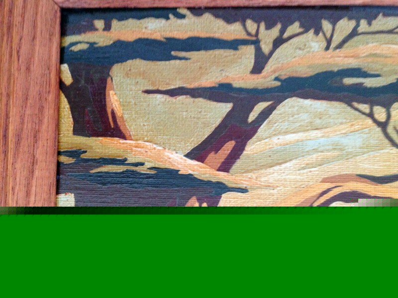vintage Paint by numbers 16 x 20" Asian building tree scene framed gallery