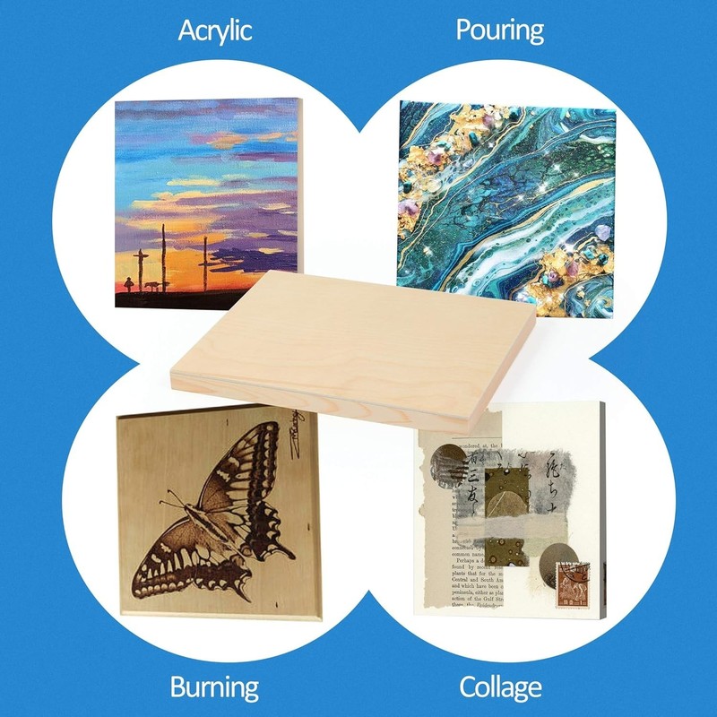 Unfinished Birch Wood Canvas Panels Kit, 4 Pack of 8x10’’ Studio 3/4’’ Deep C... gallery