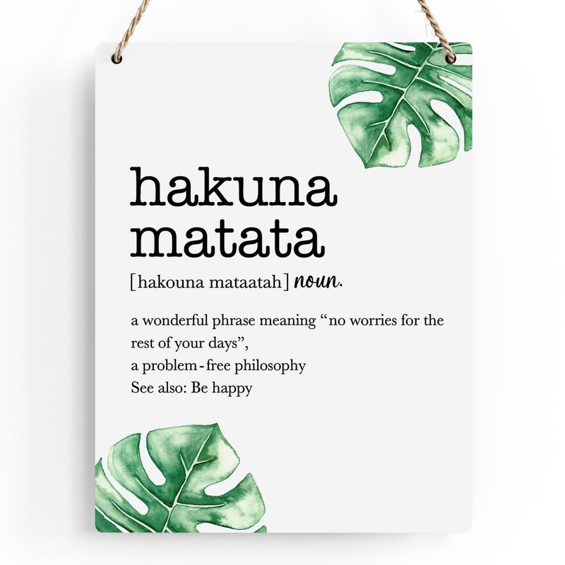 Motivational Wood Wall Art Hakuna Matata Word Definition Hanging Sign Farmhou...
