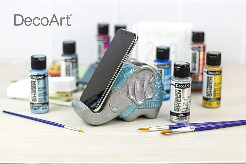 High-Quality 2 Ounce Silver Acrylic Paint - Non-Toxic Metallic Finish Inside/Out gallery