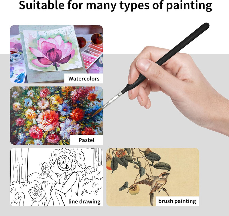 11PCS Fine Detail Paint Brushes Set, Miniature Painting Brushes Kit for Oil, Acr gallery