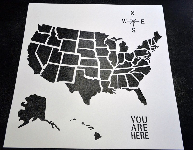 2 PACK Large 19" All 50 United States USA Airbrush Spray Paint Stencil