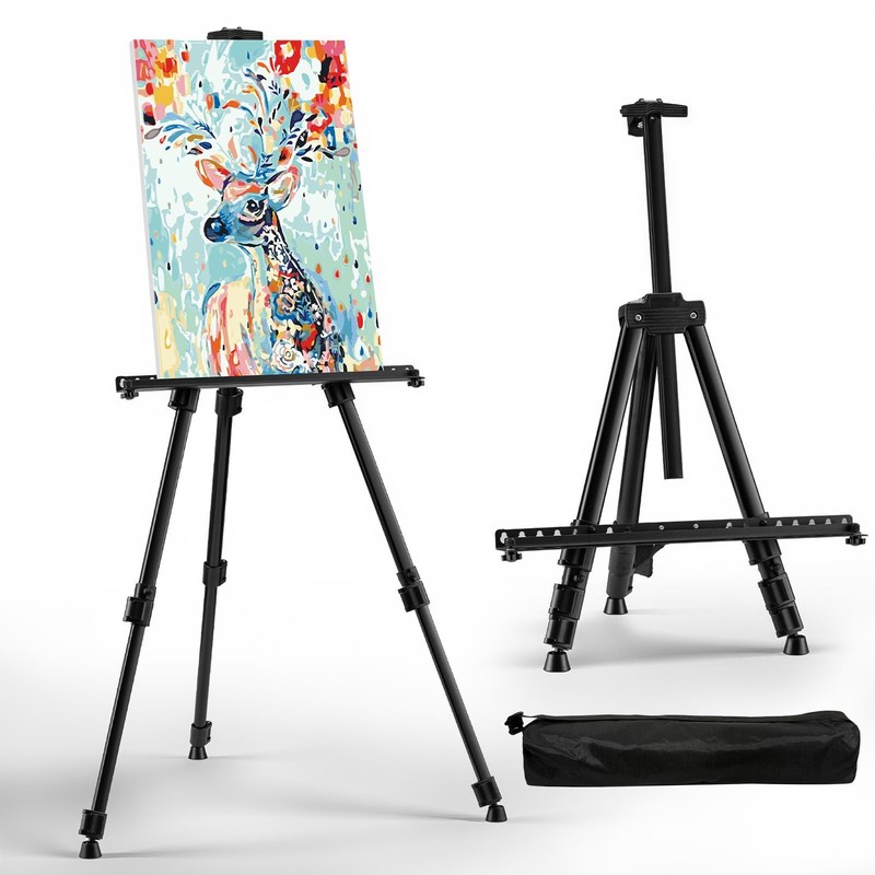 HeavyDuty Folding Metal Art Easel 66 Inch Adjustable for Painting Display