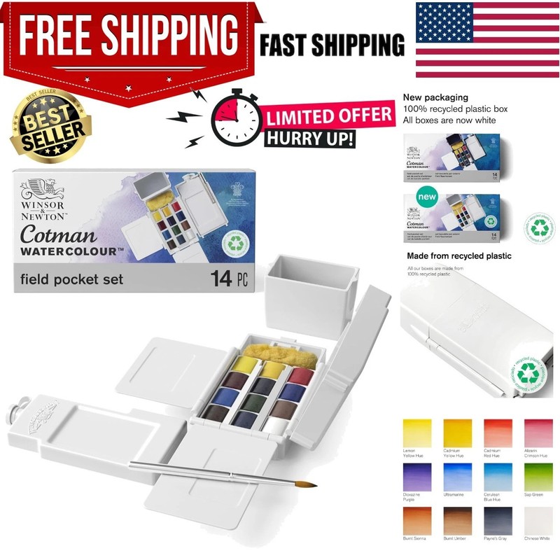All-in-One Cotman Field Pocket Watercolor Set – 14 Pieces for Creative Freedom