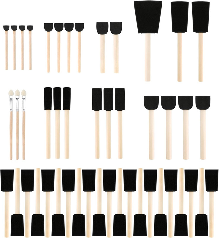 50 Pack Foam Paint Brushes 0.35″- 2″, Assorted Sizes, Foam Brushes for Painting