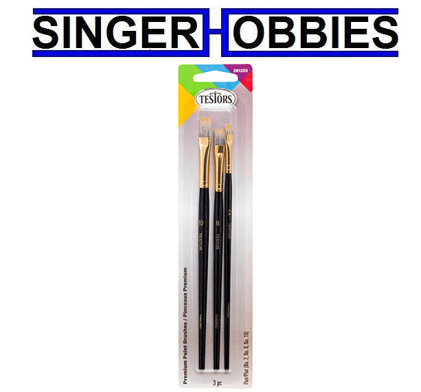 Testors TES281205 3 Piece Premium Flat Brush Set HH gallery