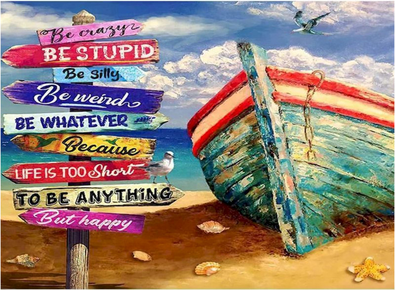 Paint by Numbers Kit Beach Boat Home DIY Paint for Adults 16in x 20in
