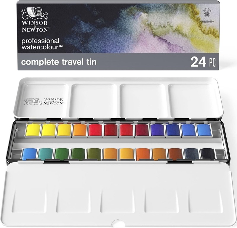 Winsor Newton Professional Watercolour Complete Travel Tin - 24 Half Pans 190553 gallery