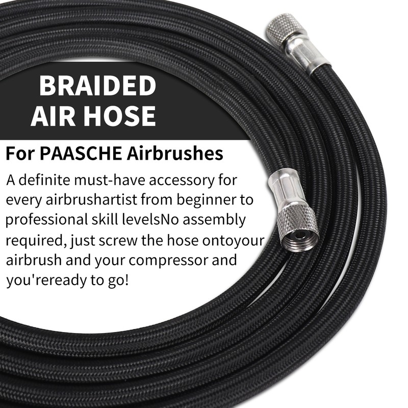 Airbrush Hose with 1/8" BSP Fitting Ends & 1/4" to 1/8" Compressor Adapter gallery