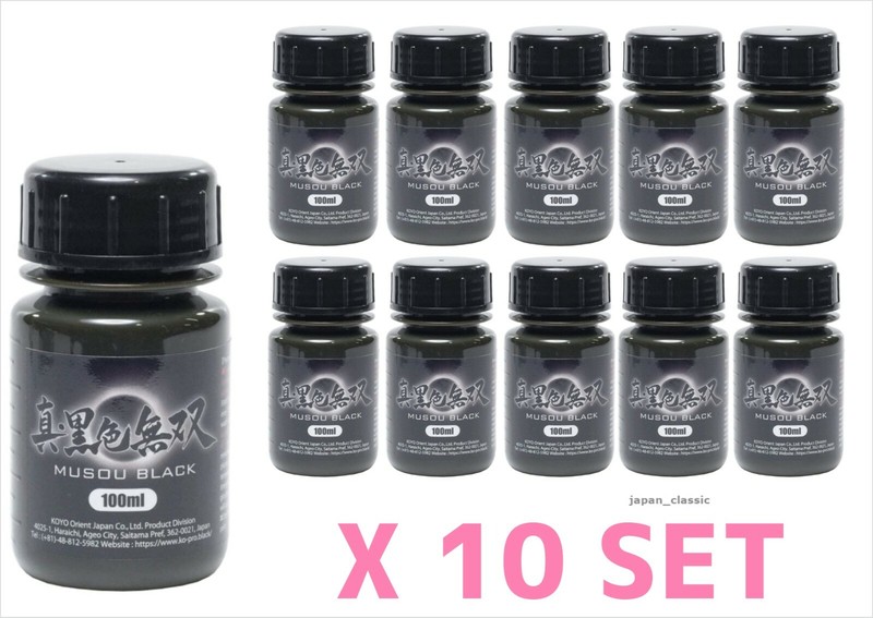SHIN KOKUSHOKU MUSOU BLACK ACRYLIC PAINT 100ml KOYO ORIENT JAPAN X 10 SET