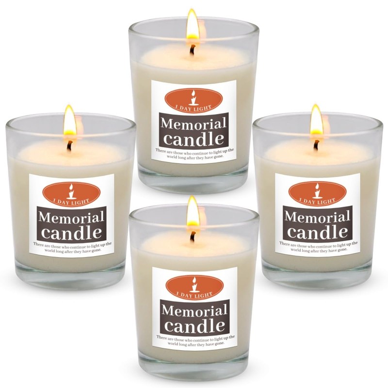 1 Day Yahrzeit Candle – 4 Packs 24 Hour Glass Memorial 4 2.0oz, White