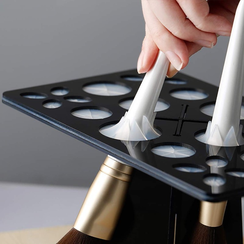28 Hole Makeup Brush Drying Rack Silicone Mat Collapsible Holder Dryer Stand gallery