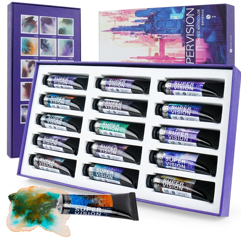 Super Vision Layered Watercolor Pigment Master-level WaterColor Paint 15ml Tubes