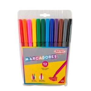 Plumones Scriptos Punta Delgada 12 Colores Artel