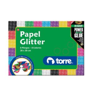 Carpeta Papel Glitter 8 Colores Torre