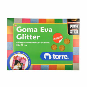 Carpeta Goma Eva Glitter 6 Colores Adhesiva Torre