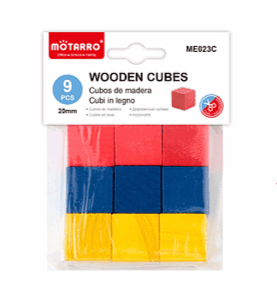 Cubos De Madera Colores 2 x 2 cms 9 Unidades