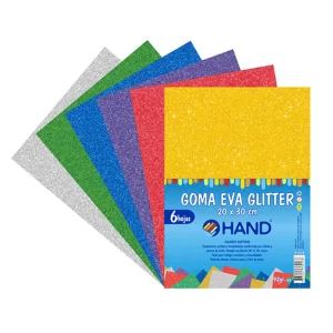 Goma Eva Glitter 20 x 30 cms 6 Colores Hand