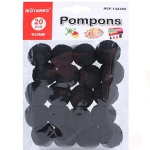 Pompones Negros 2.5 cms 20 Unidades