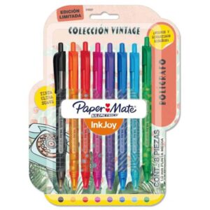Lápices Pasta Retráctiles 8 Colores Diseños Vintage Paper Mate
